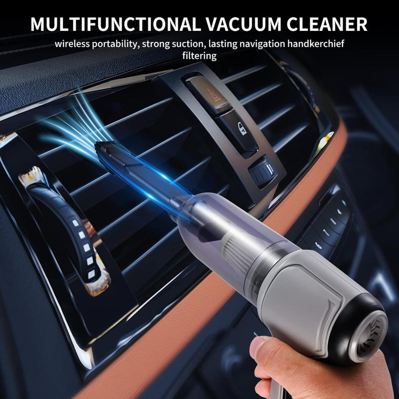Aspirador de Mano Inalámbrico 4 en 1 con Soplador y Compresor, USB, para Hogar y Coche